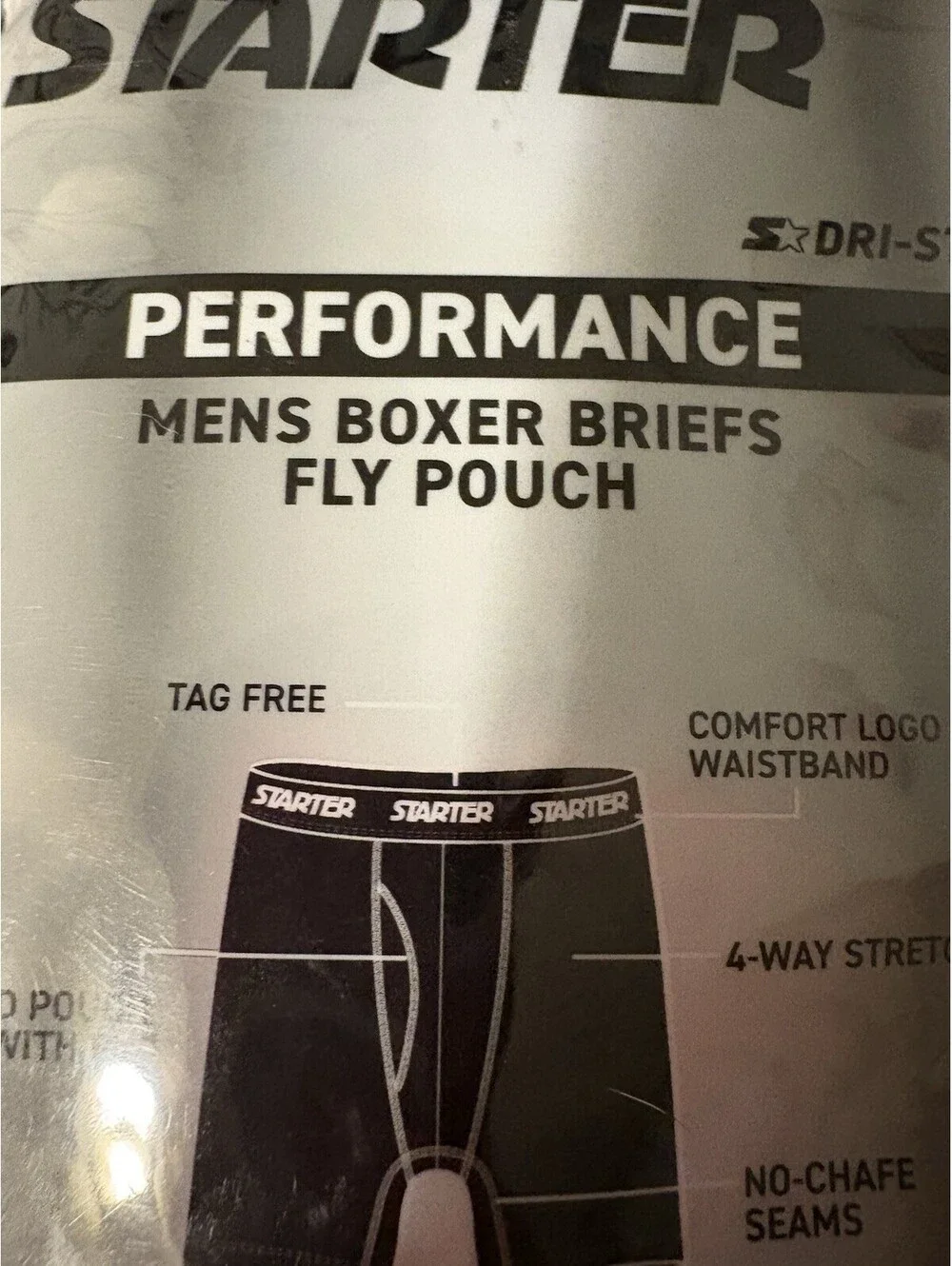 Starter Mens Boxer Briefs Active Performance Breathable Underwear 6-Pack Sz M